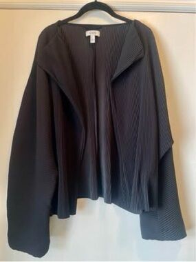 COS Black Pleated Open Cape-Style Jacket